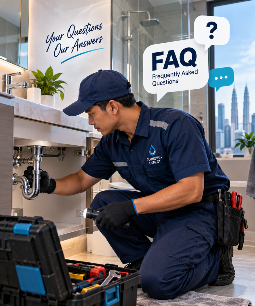 Professional plumber inspecting pipes and providing plumbing service in Kuala Lumpur