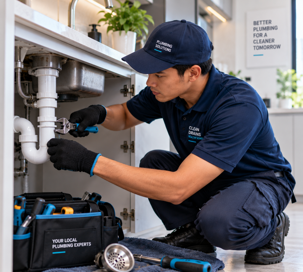 Professional plumber repairing drainage pipes in Kuala Lumpur